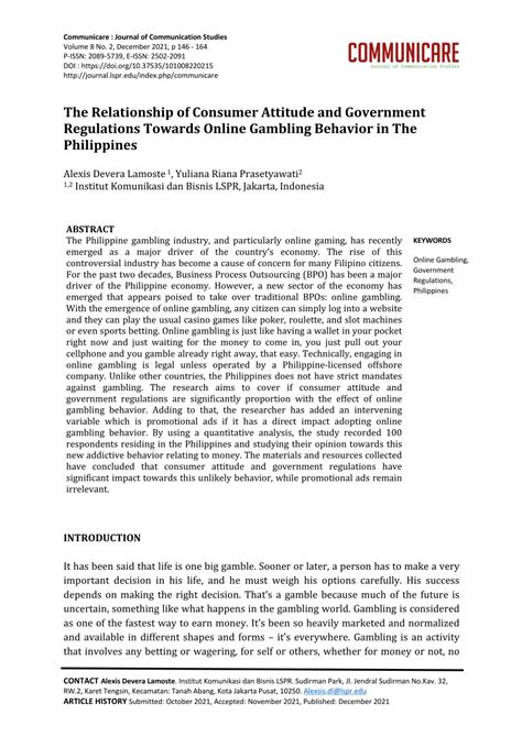 research paper about illegal gambling in the philippines|The Relationship of Consumer Attitude and Government .